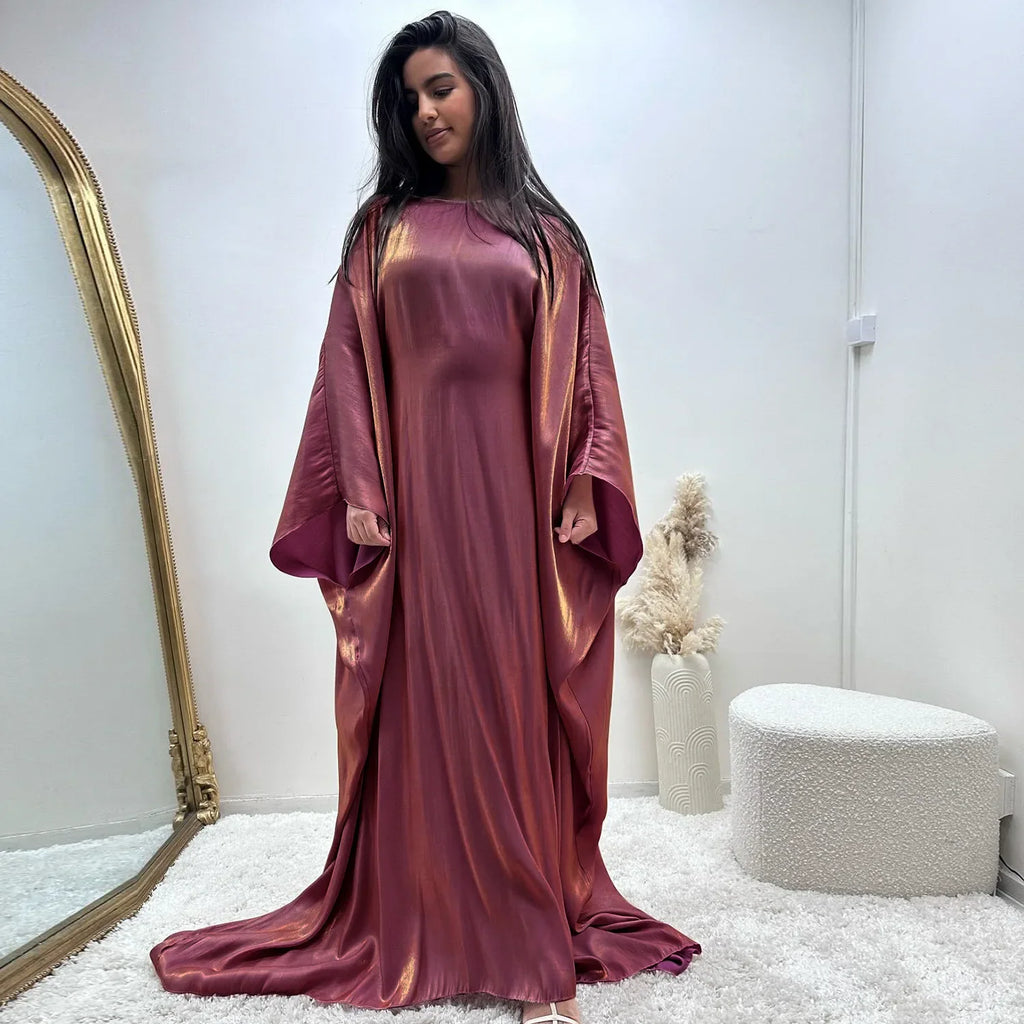 Marocain Kaftan Women Batwing Sleeve Modest Dress Dubai Turkey Abaya Eid Mubarak Djellaba Islam Jalabiya Prayer Garemnt Ramadan