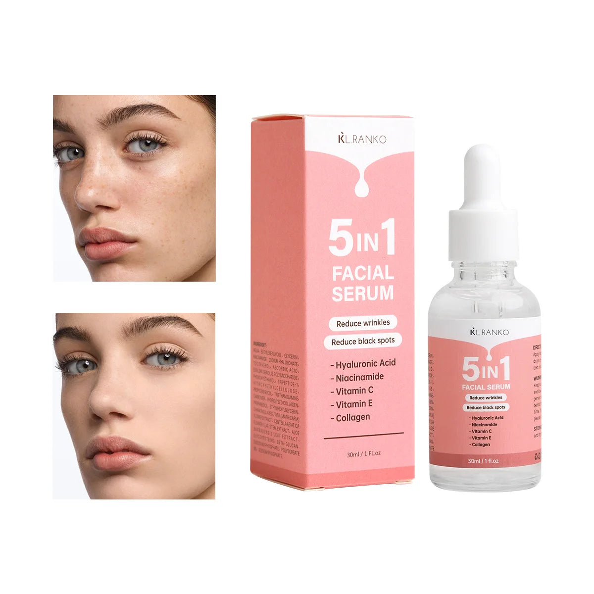 5-in-1 Multi-Action Facial Serum - Hydrates, Firms, Brightens & Reduces Wrinkles for Youthful Skin