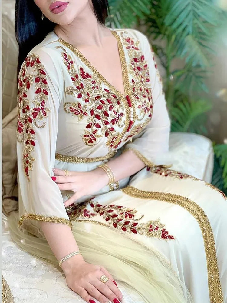 Customized Luxury Eid Muslim Dress for Women Ramadan Arabic Abaya Islamic Evening Party Jalabiya Marocain Clothes Turkish Morocc