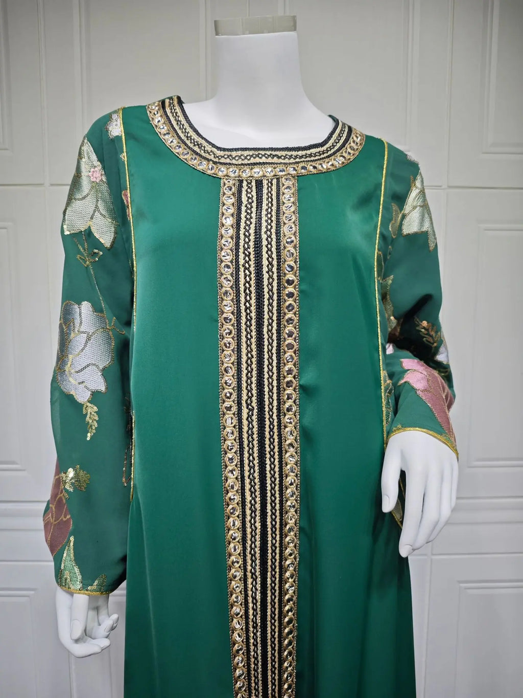 Muslim Women Sequin Embroidery Maxi Dress Dubai Abaya Turkey Kaftan Eid Djellaba Islam Jalabiya Robe Caftan Marocain Femme 2025
