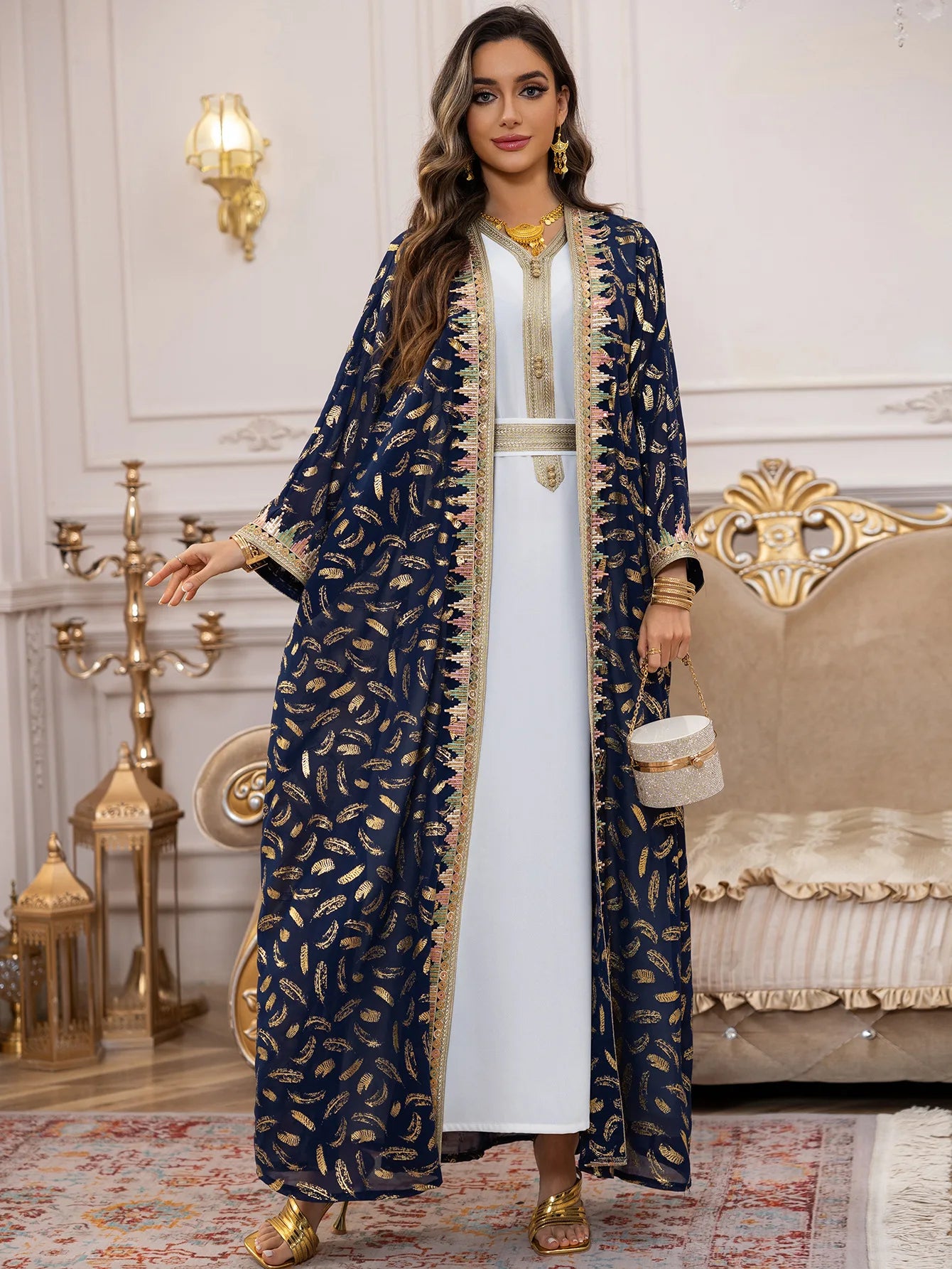 2PCS Muslim Women Dress Dubai Abaya Kaftan Turkey Embroidery Jalabiya African Party Gown Arab Robe Islam Clothing Kebaya Caftan