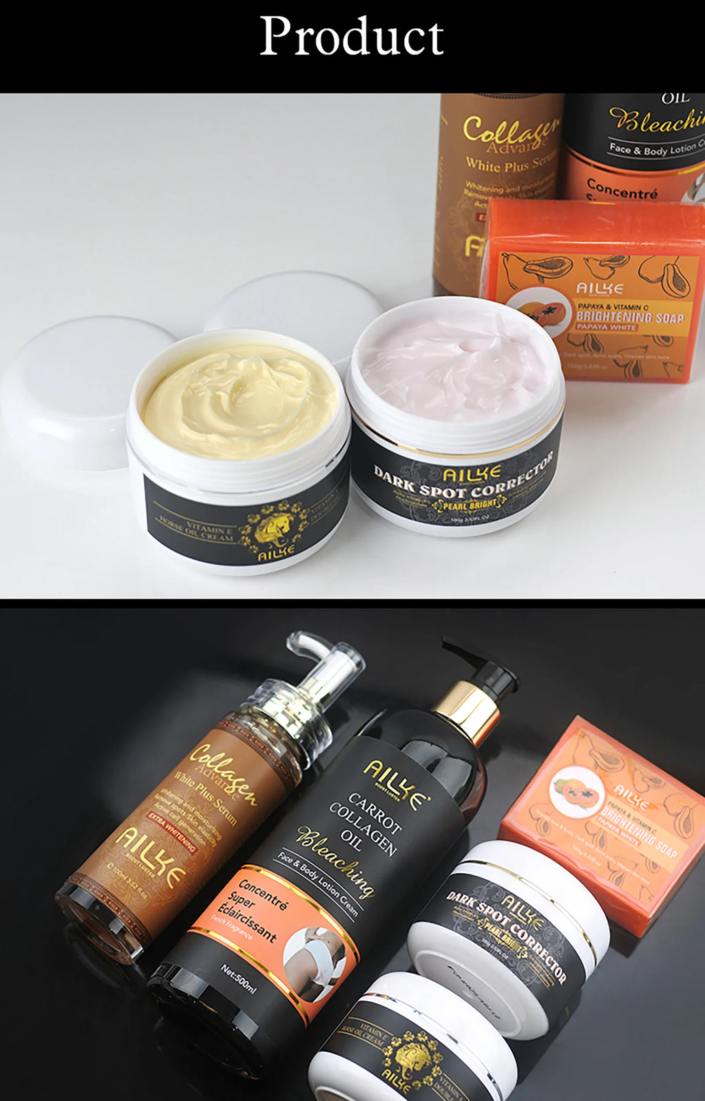 AILKE Collagen Whitening Kit, Moisturizer, Hydration, Dark Spot Removal Cream, Brightening Body Lotion, armpit Whitening Cream