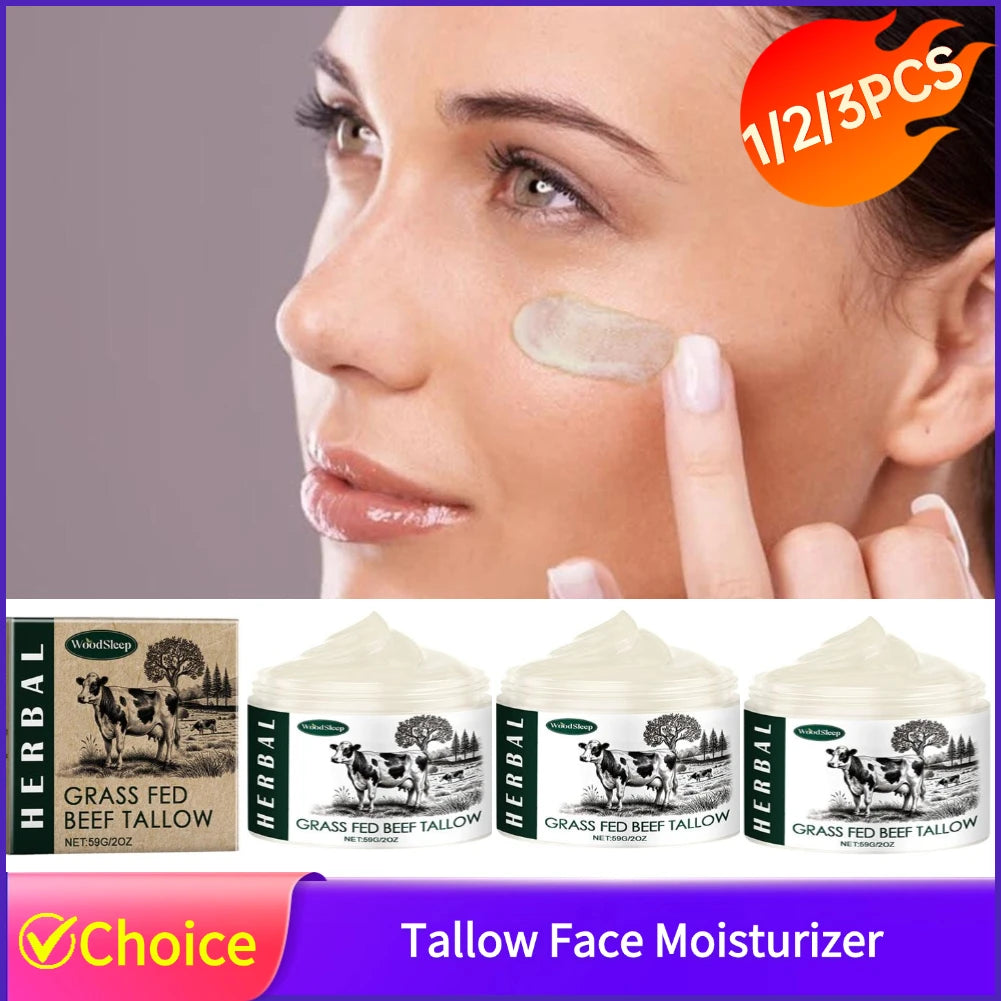 1/2/3pcs Tallow Face Moisturizer Moisturizing Nourishing Cream Brightening Skin Facial Cream Anti-Aging Face Skin Care