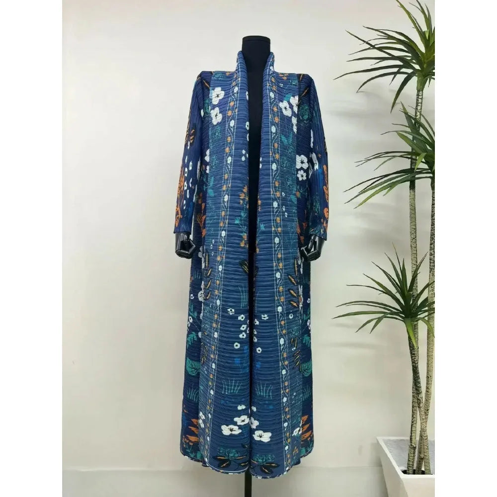 Eid Muslim Dress for Women Abaya Ramadan Print Pleated Cardigan Jalabiya Party Long Robe Morocco Dubai Kaftan Vestidos Largos