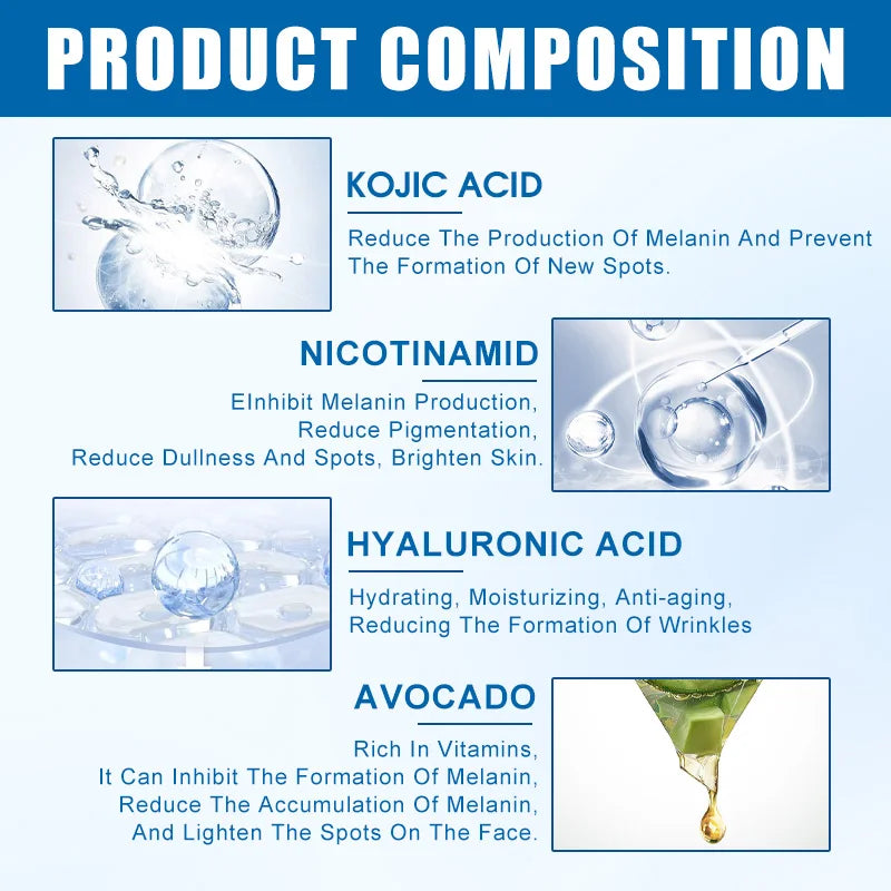 Dark Spots Remove Kojic Acid Cream Face Nicotinamide Effective Whiten Anti-pigmentation Improve Dullness Skin Care Cream 50ML