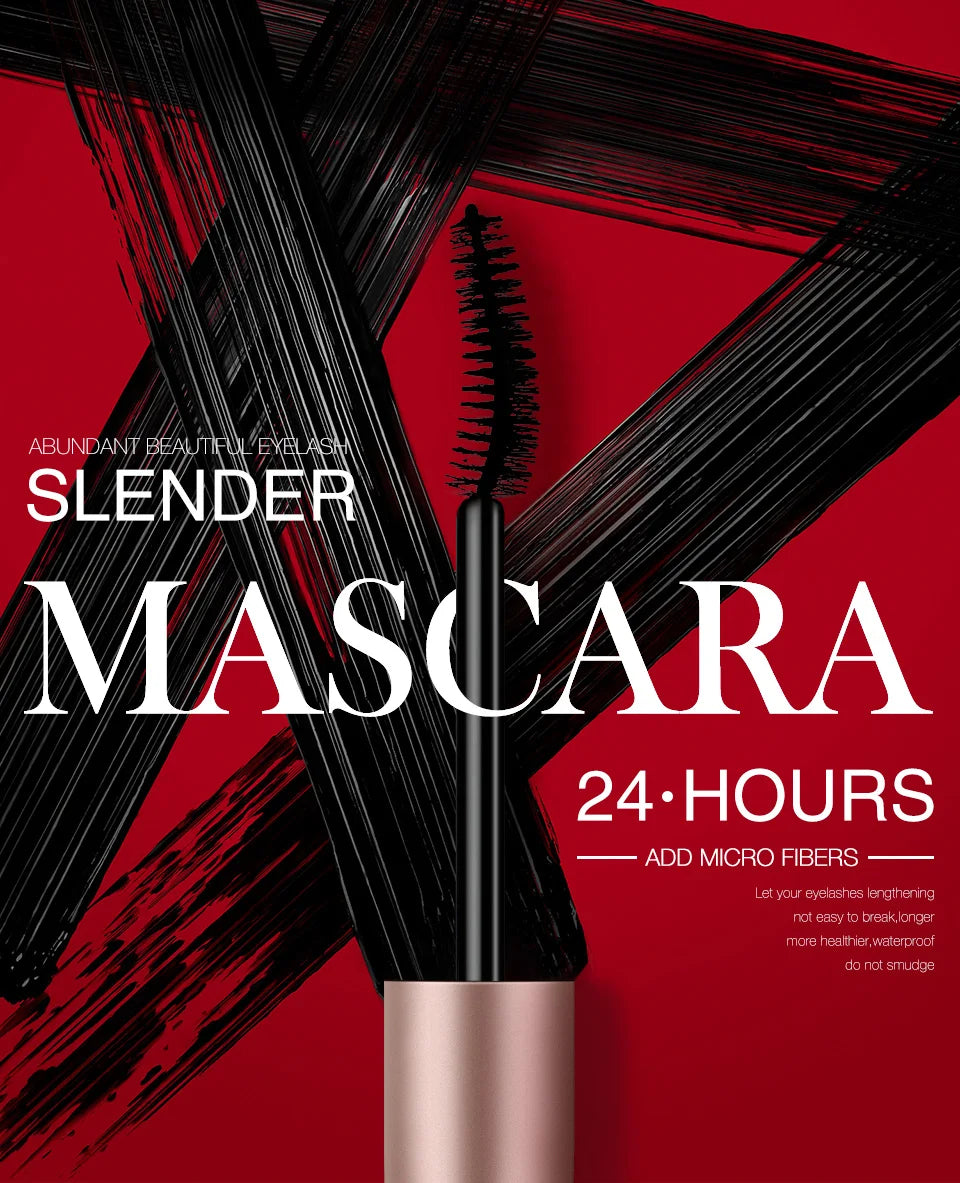 O.TWO.O Black Mascara Lengthens Eyelashes Waterproof Long-lasting 4D Silk Fiber Mascara Lash Extension Cosmetics Makeup