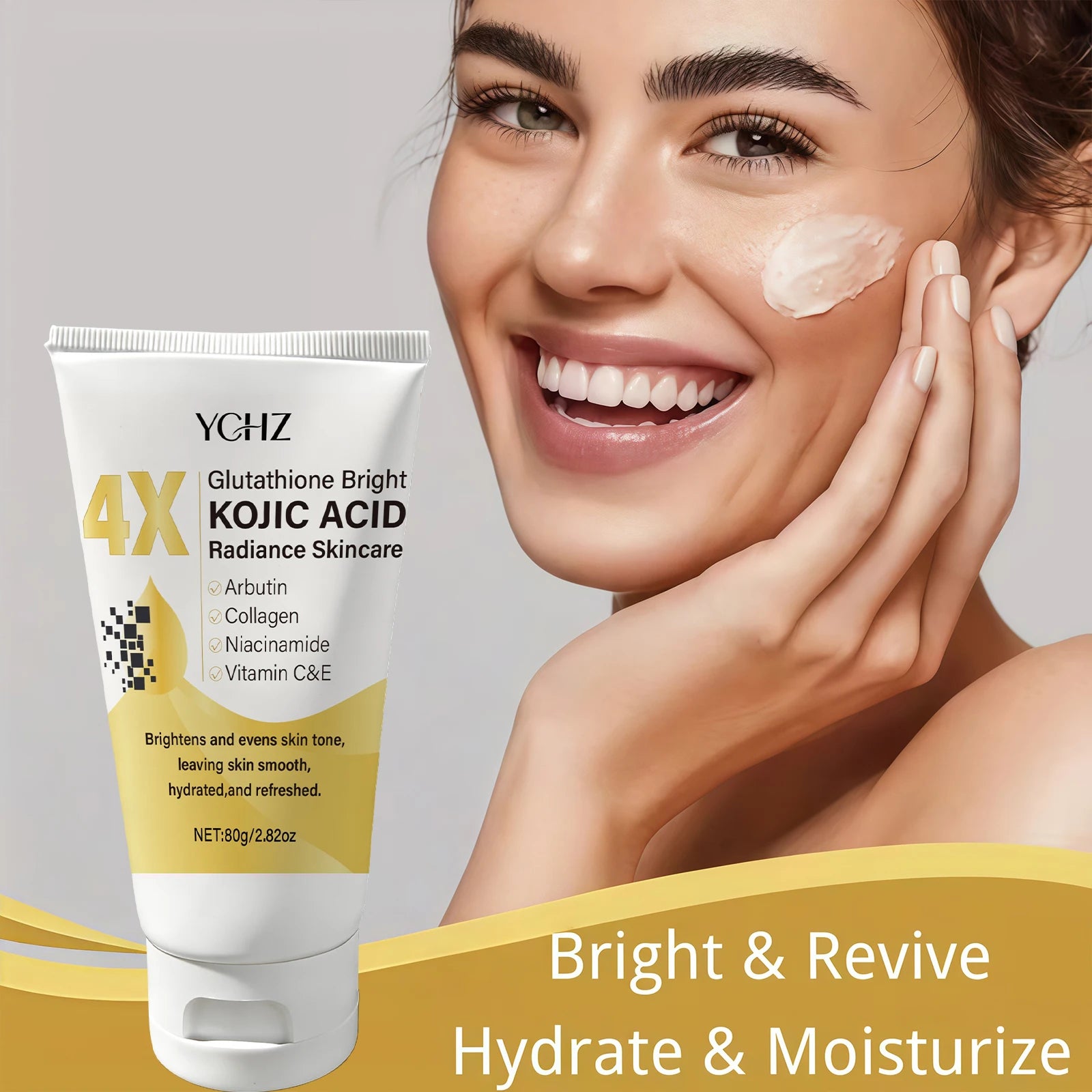 Kojic Acid Face Cream Evens Out Skin Tone, Eliminates Dark Spots and Dullness - Non-Greasy, Suitable for Both Men and Women - Whitening and Moisturizing Cream, for Day and Night Use