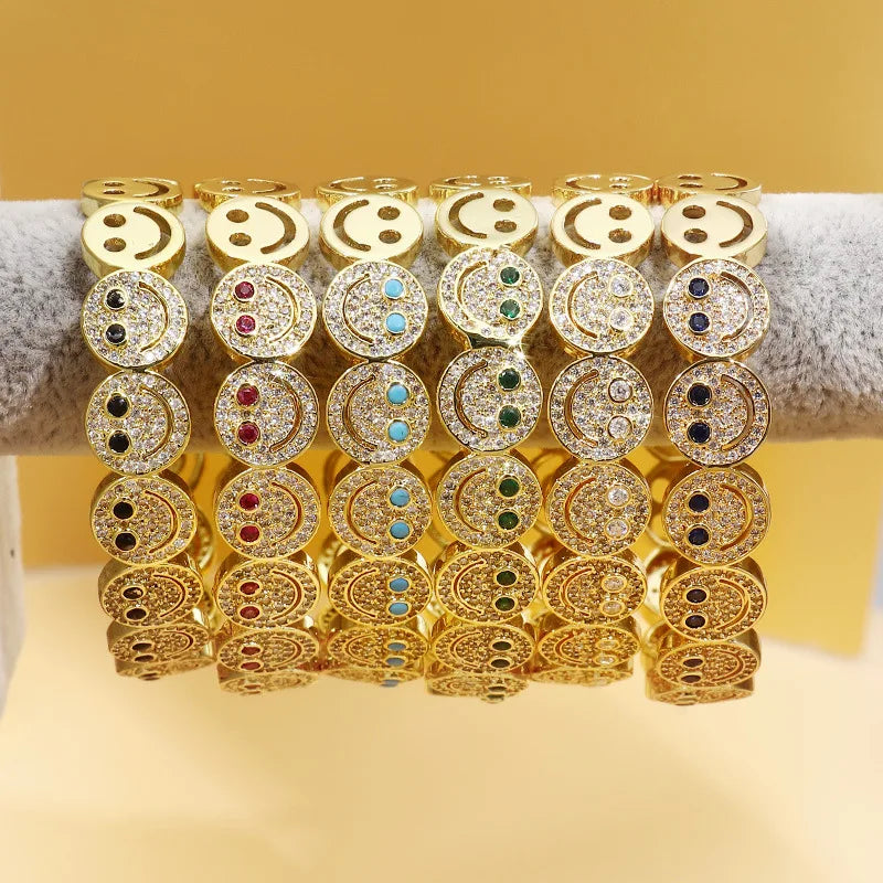 ZAKOL Luxury Shiny Micro-set Cubic Zirconia Round Face C-shaped Open Bracelet for Women Men Gifts Jewelry Accessories