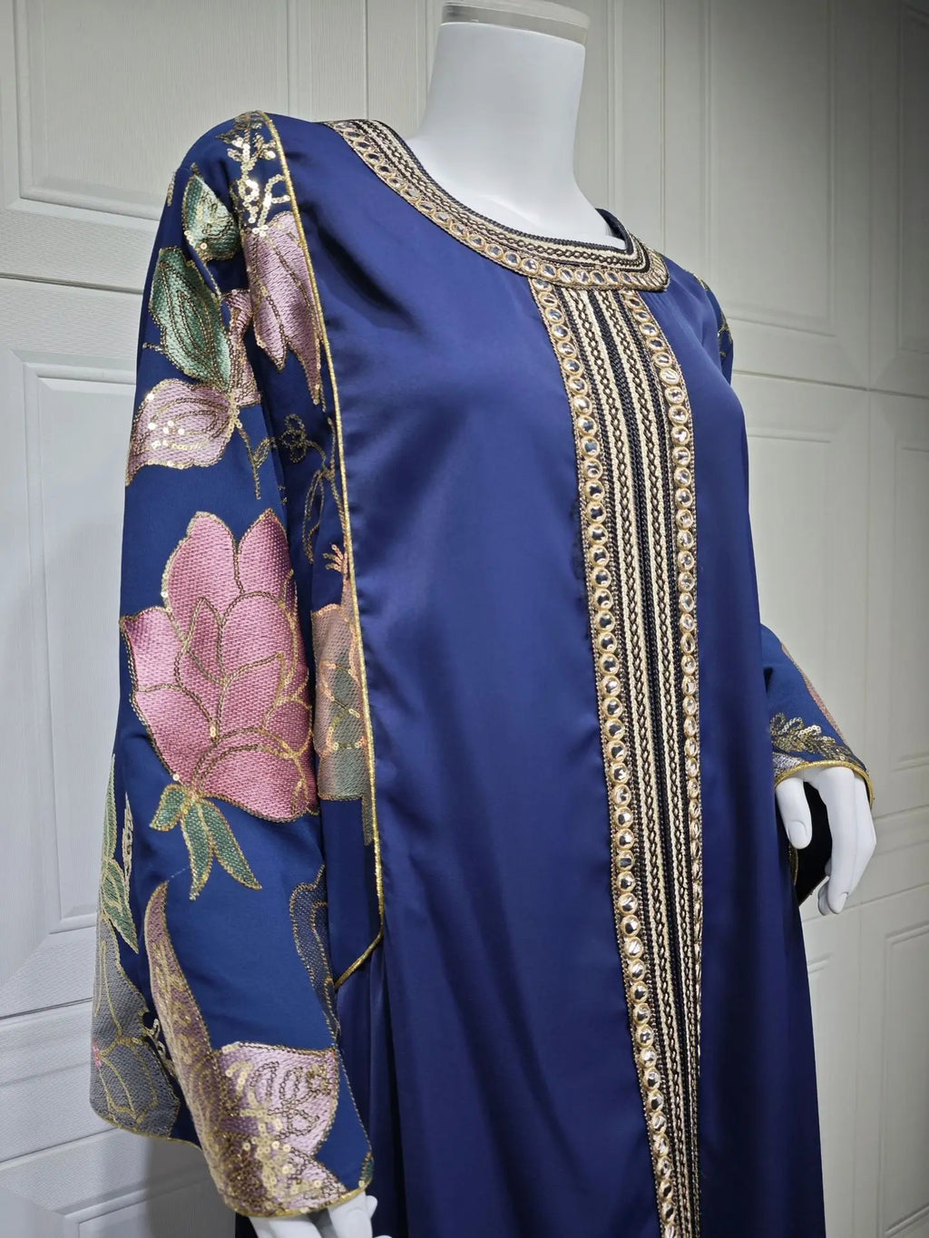 Muslim Women Sequin Embroidery Maxi Dress Dubai Abaya Turkey Kaftan Eid Djellaba Islam Jalabiya Robe Caftan Marocain Femme 2025