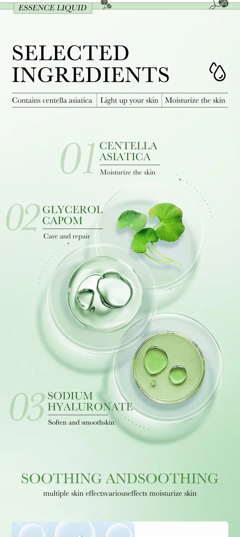 BIOAQUA Centella Face Serum Skincare Face Essence Moisturizing Hydrating Firming Repairing Facial Liquid Serum Skin Care