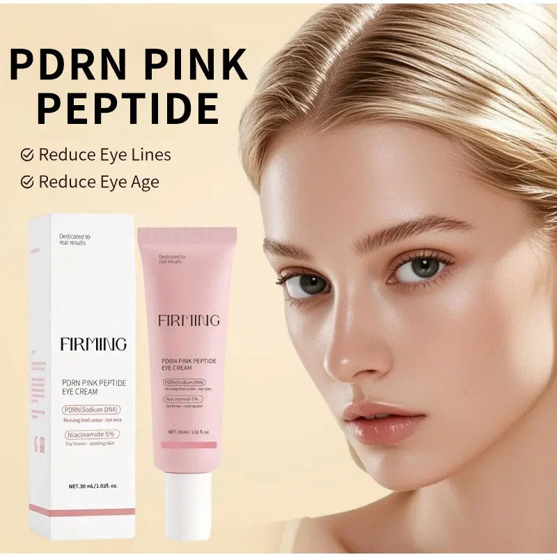 Korean PDRN Pink Peptide Eye Cream,Eye Contour Skin Firming Lifting Hydrating Brightening Care,Fade Fine Lines and Dark Circles