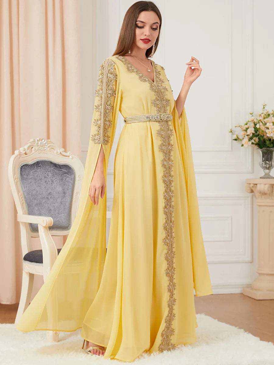 Autumn Morocco Dress Muslim Women Abaya Party Dresses Long Sleeve Abayas Dubai Turkey Islam Kaftan Robe Longue Vestidos Largos