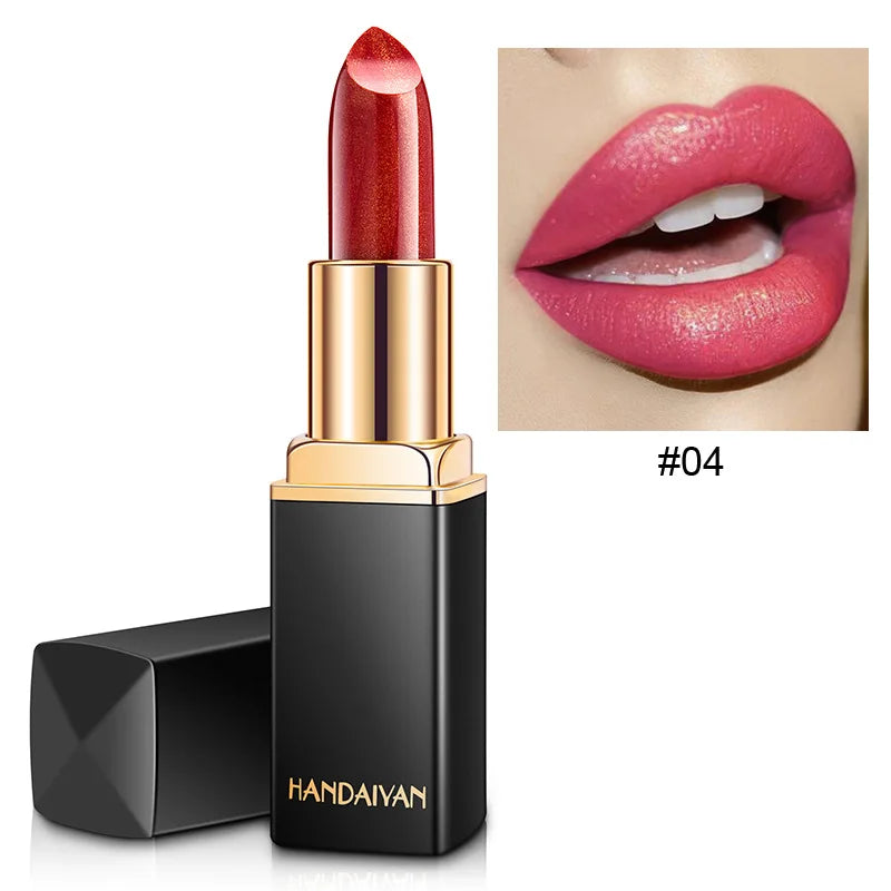 Handaiyan 9 Colors Glitter Matte Velvet Nude Lipstick Shimmer Sexy Red Pigments Makeup Long Lasting Waterproof Profissional