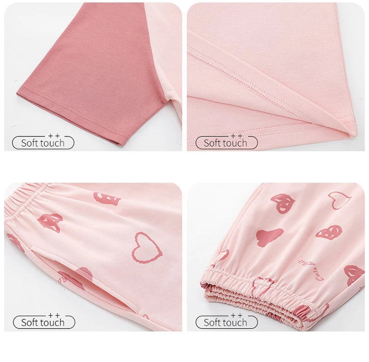 Female Summer Pijamas Short Women Cotton Pajamas Sleeve Shorts Nightwear Sweet Sleepwear Cartoon Pyjamas Woman Home Suit