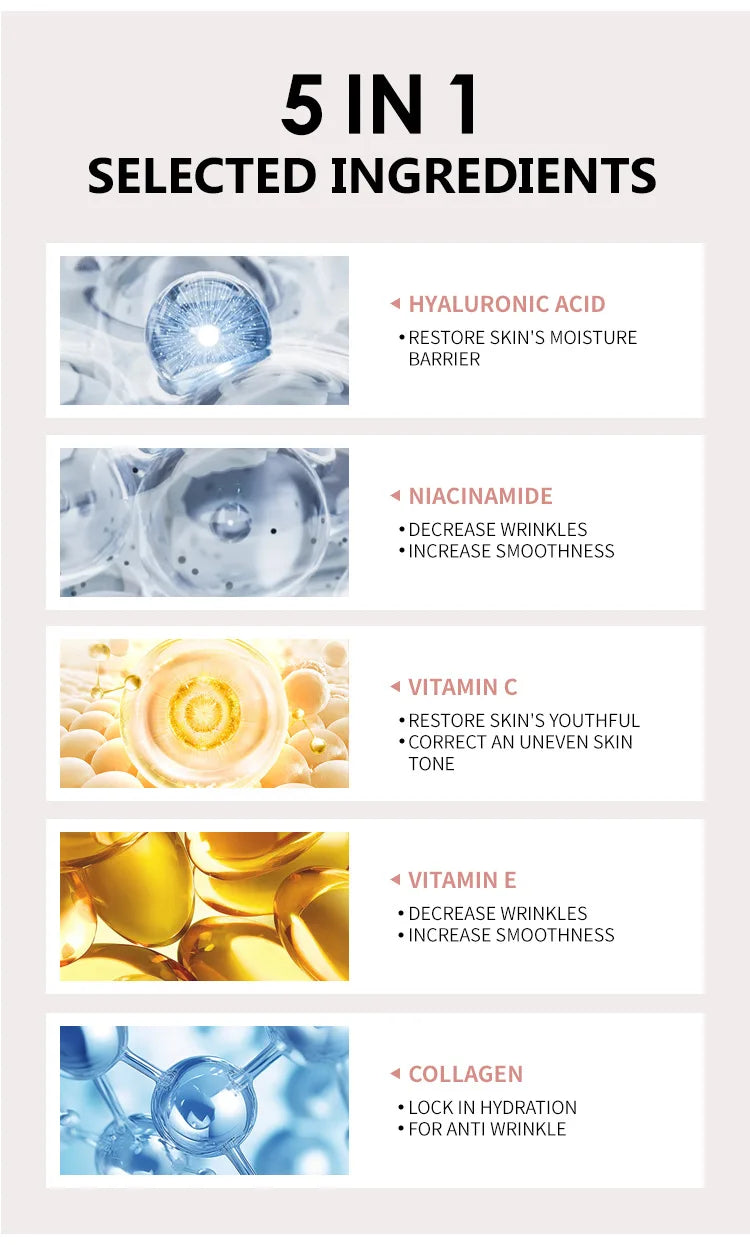 5-in-1 Multi-Action Facial Serum - Hydrates, Firms, Brightens & Reduces Wrinkles for Youthful Skin