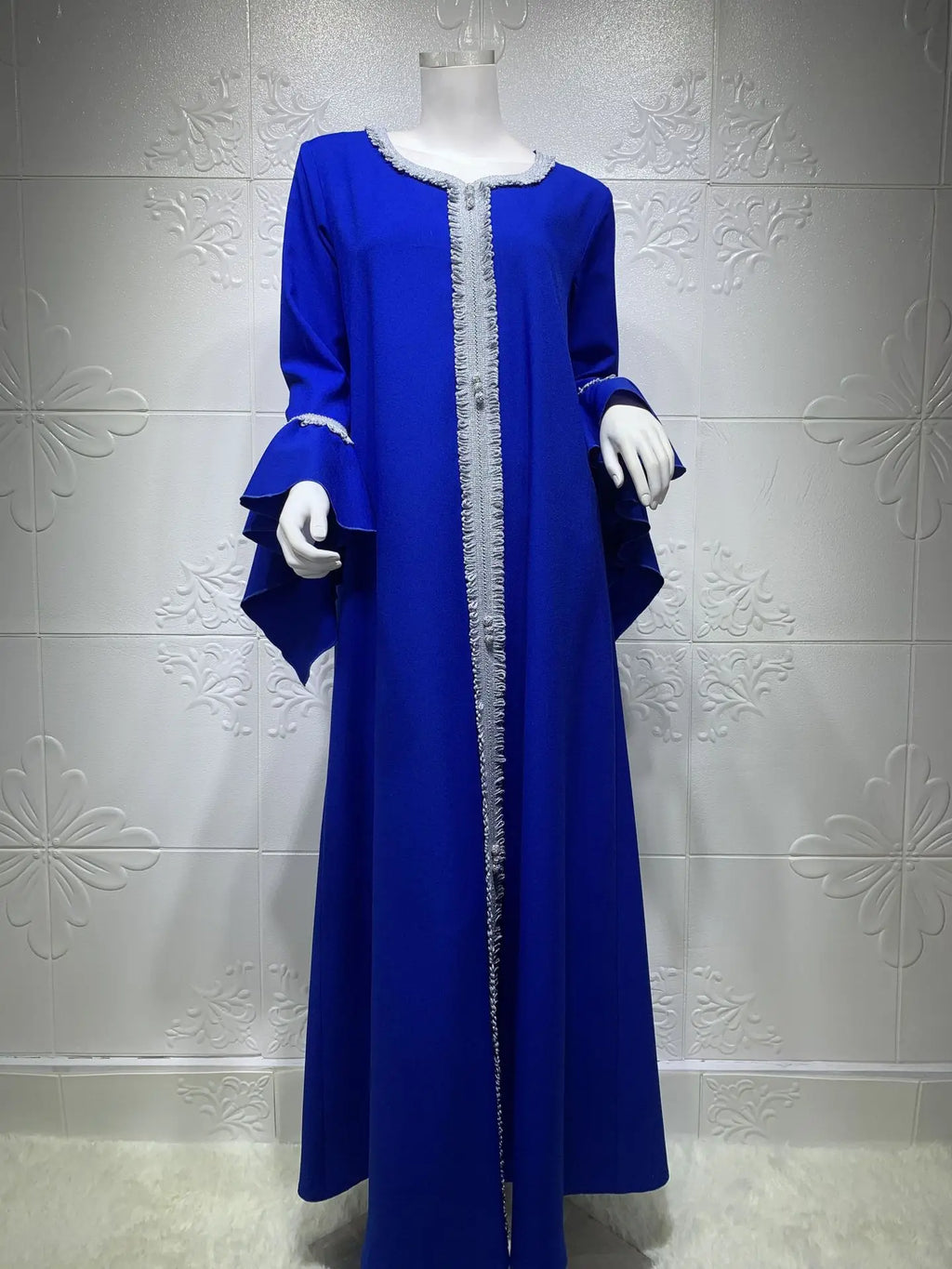 Jalabiya Kaftan Arabic Dress For Women Dubai Turkey Abaya Embroidery Loose Djellaba Muslim Fashion Islamic Clothing White
