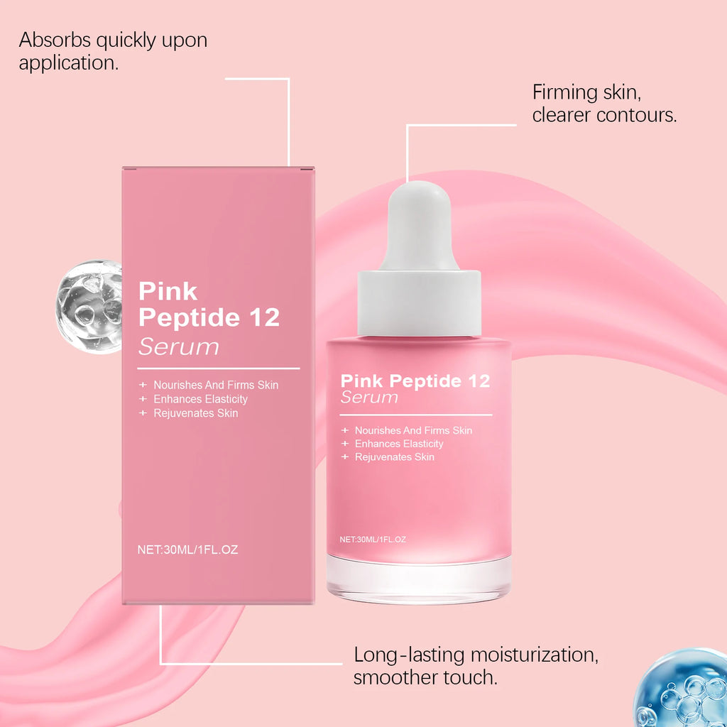Pink Peptide 12 Facial Serum Niacinamide Hydration Firm-Looking Skin Uneven Tone Care Glass Skin Korean Skincare Face Essence