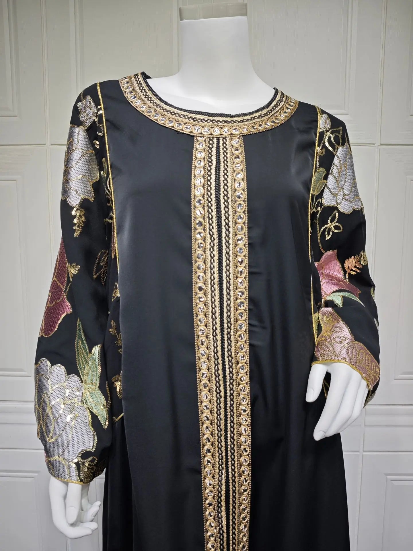 Muslim Women Sequin Embroidery Maxi Dress Dubai Abaya Turkey Kaftan Eid Djellaba Islam Jalabiya Robe Caftan Marocain Femme 2025