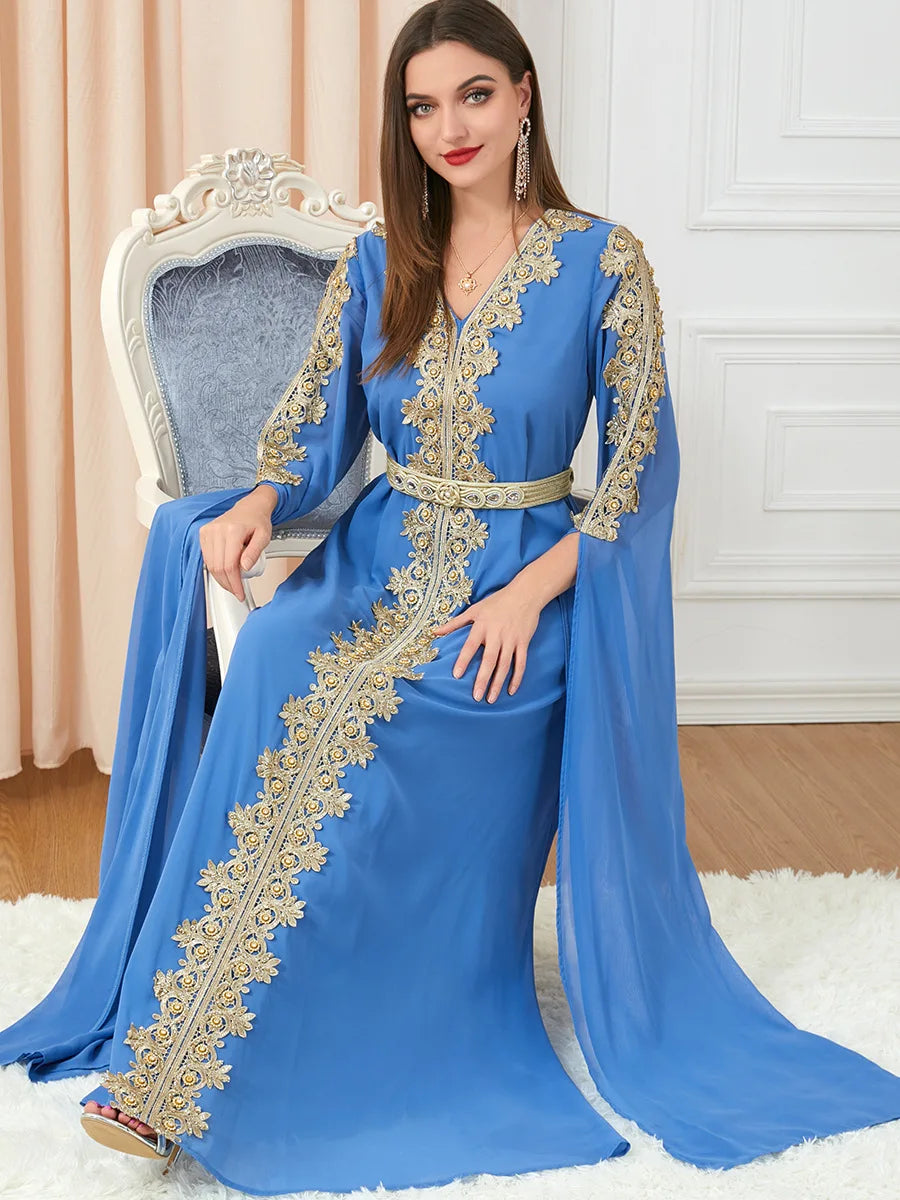 Autumn Morocco Dress Muslim Women Abaya Party Dresses Long Sleeve Abayas Dubai Turkey Islam Kaftan Robe Longue Vestidos Largos