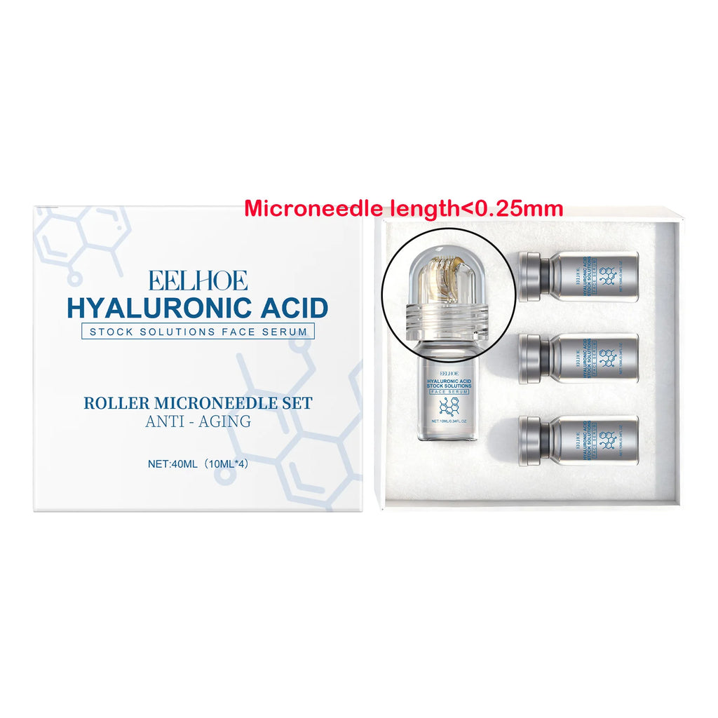 Hyaluronic Acid Stock Solutions Face Serum with Roller Microneedle Set Moisturizing Anti-Wrinkle Facial Serum Smoothing Refresh