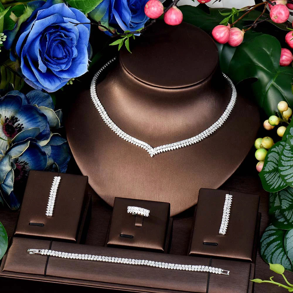 Simple and generous all occasions versatile accessories necklace earrings bracelet wedding party dresses women's sets M-11