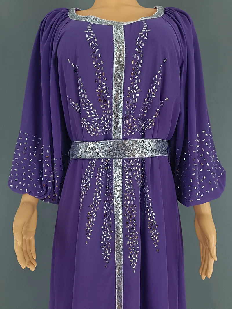New 2025 Chiffon Diamonds Abayas for Women Luxury Dubai Abaya Turkey Kaftan Muslim Dress Djellaba Jalabiya Caftan Marocain Femme