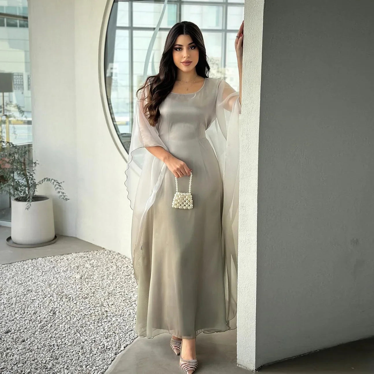 Eid Arab Satin Muslim Party Dress for Women Bat Sleeve Abaya Jalabiya Long Dresses Morocco Kaftan Vestidos Ramadan Gown Robe