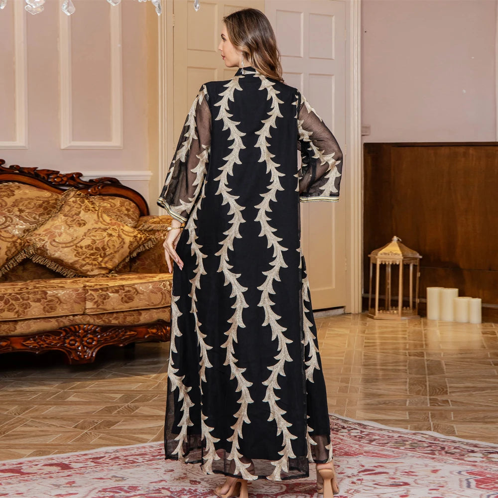 Uni Muslim Luxury Woman Evening Dress Dubai Sequins Maxi Abaya Two Pieces Kaftans 2025