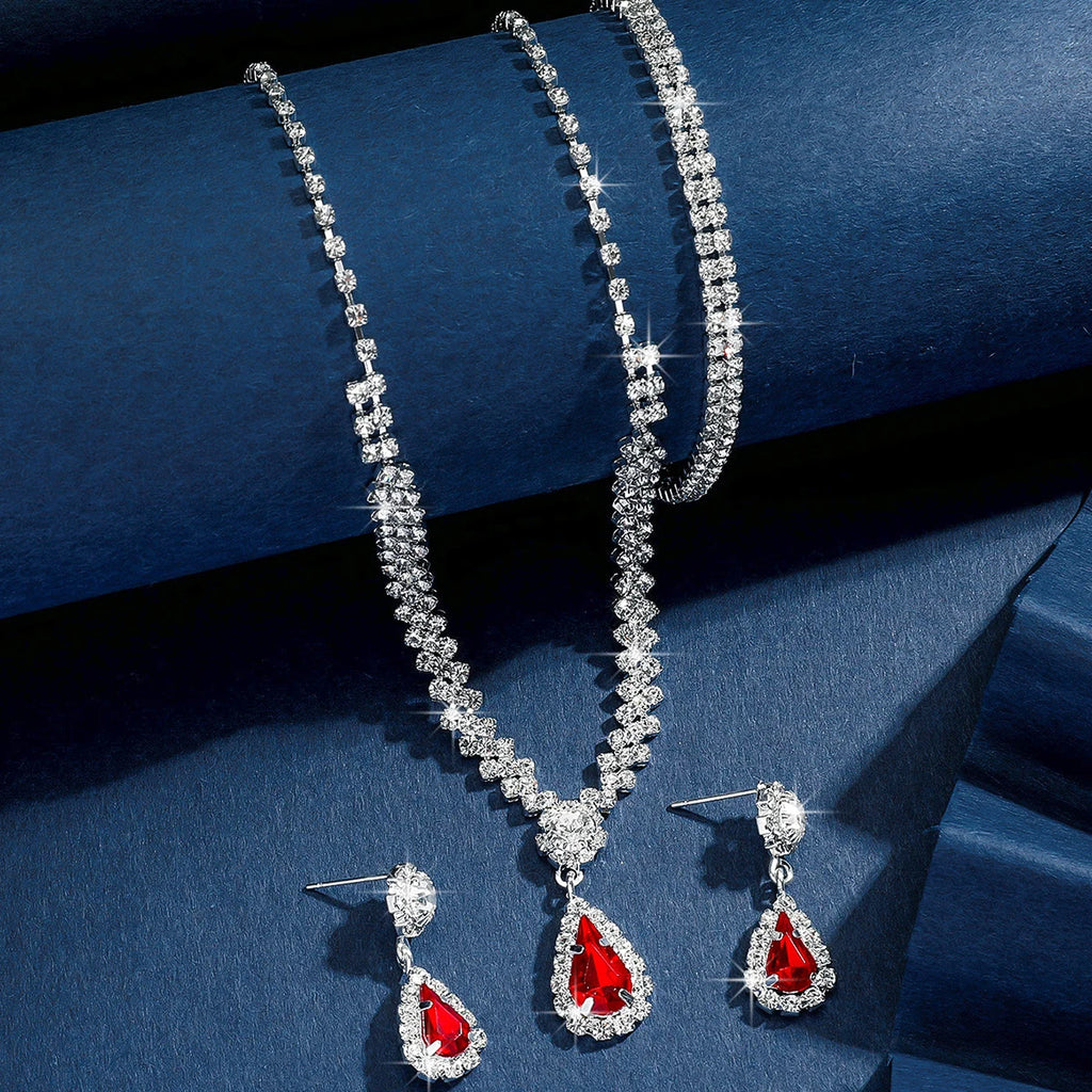 4 Pieces Of Women's Wedding Accessories, Earrings, Necklaces, Bracelets, Bridal Jewelry Sets, Banquet And Party Accessories-2910