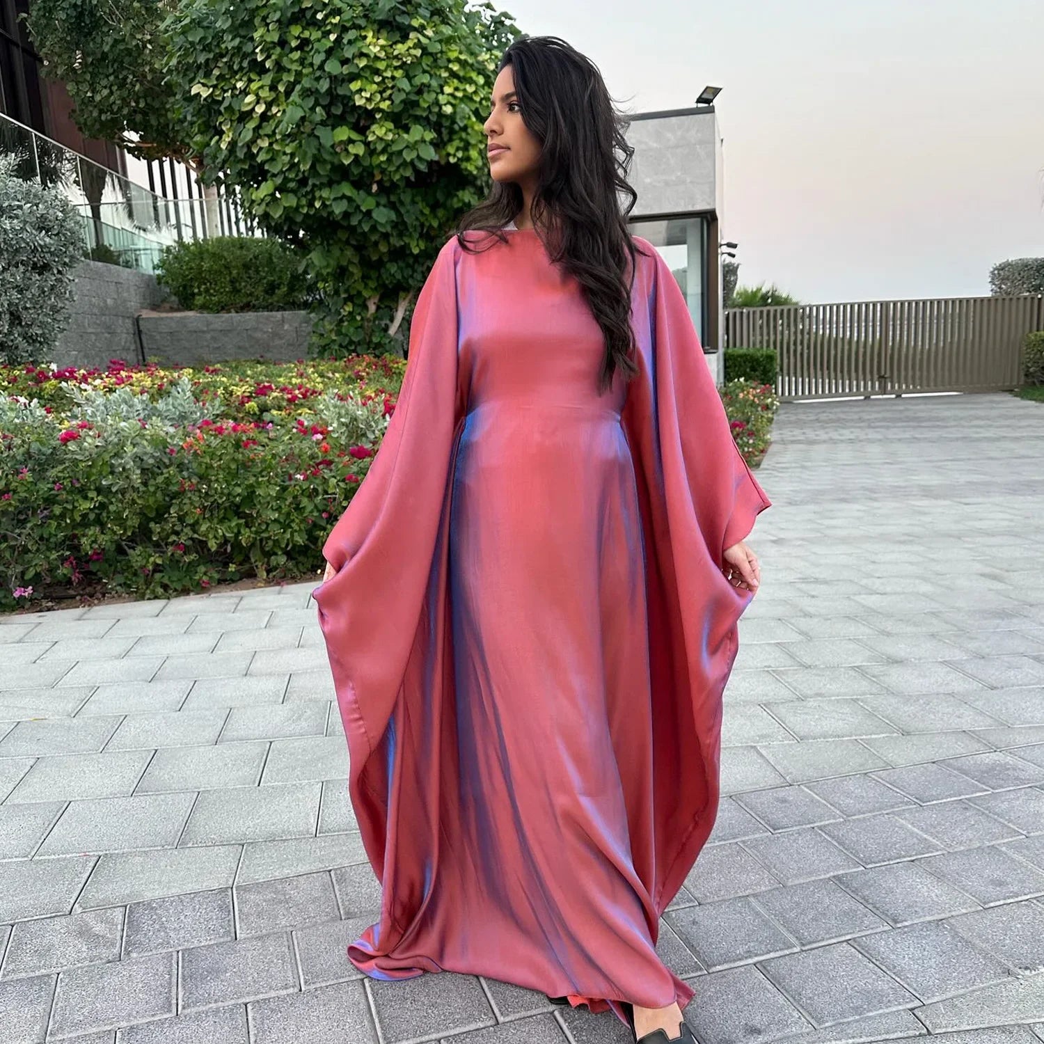 Marocain Kaftan Women Batwing Sleeve Modest Dress Dubai Turkey Abaya Eid Mubarak Djellaba Islam Jalabiya Prayer Garemnt Ramadan