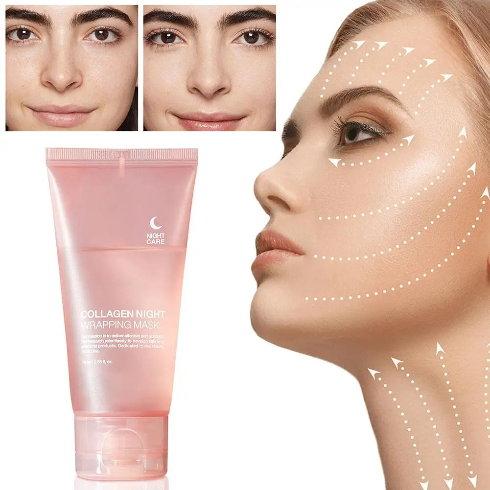 Collagen Overnight Wrapping Peel Off Facial Mask Korean Collagen Night Wrapping Mask Deeply Hydrates Night Care Mask Cream