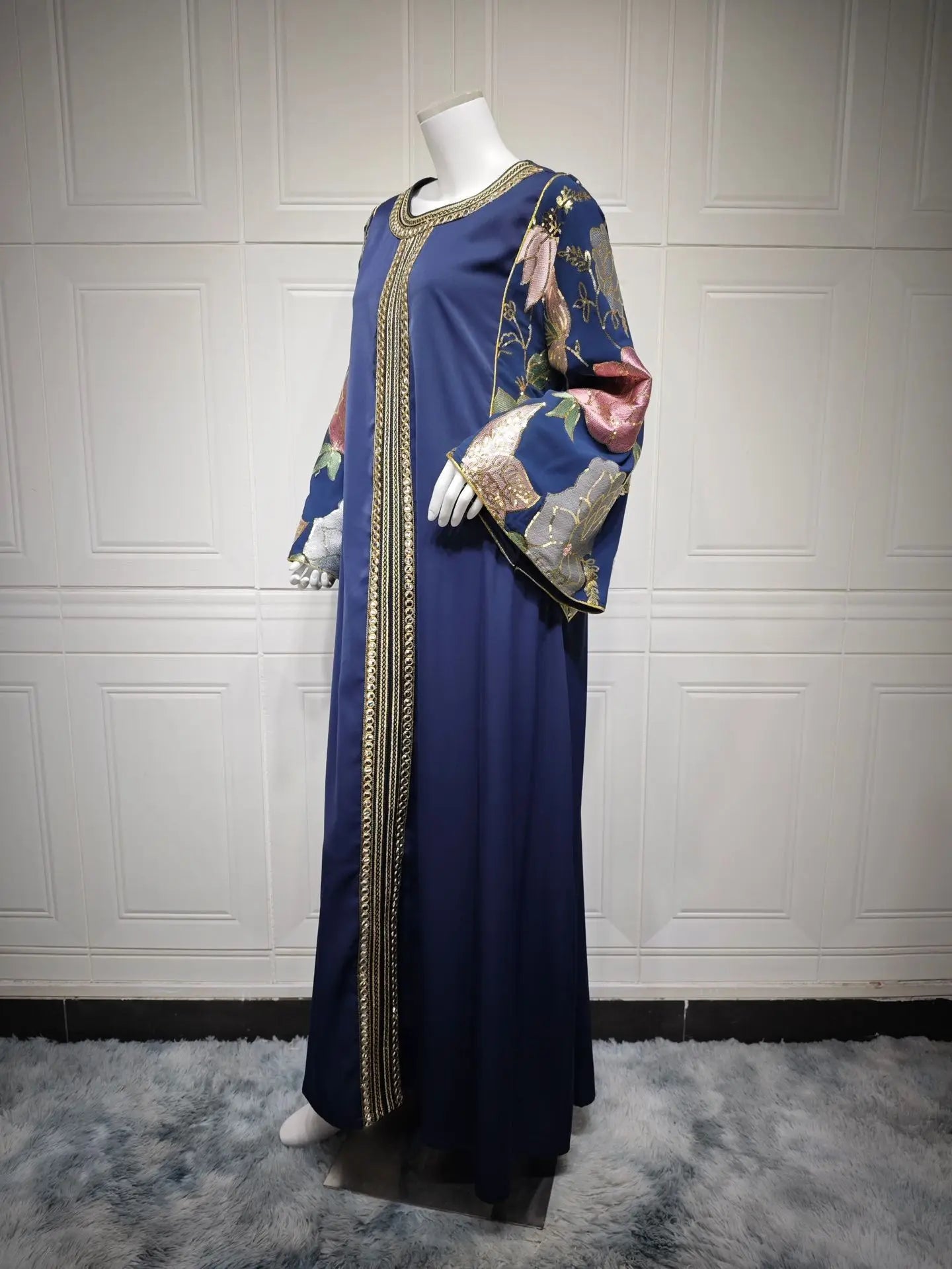 Muslim Women Sequin Embroidery Maxi Dress Dubai Abaya Turkey Kaftan Eid Djellaba Islam Jalabiya Robe Caftan Marocain Femme 2025