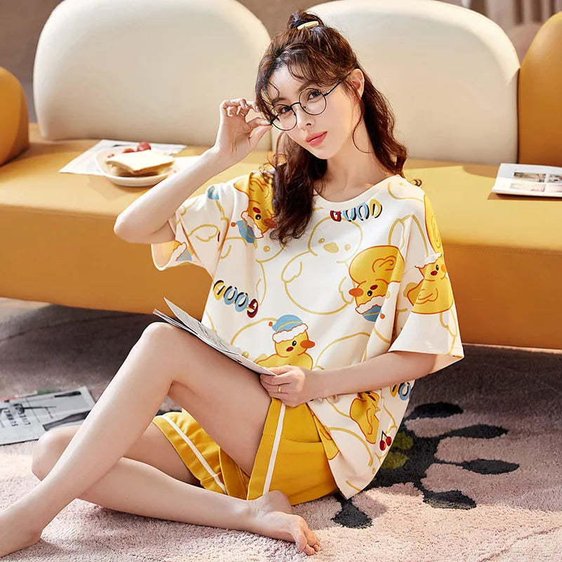 Spring Summer Pure Cotton Womens Pajama Sets Sexy Black Nightwear Casual Pyjama Long Pants Sleepwear Suits Homewear Fashion
