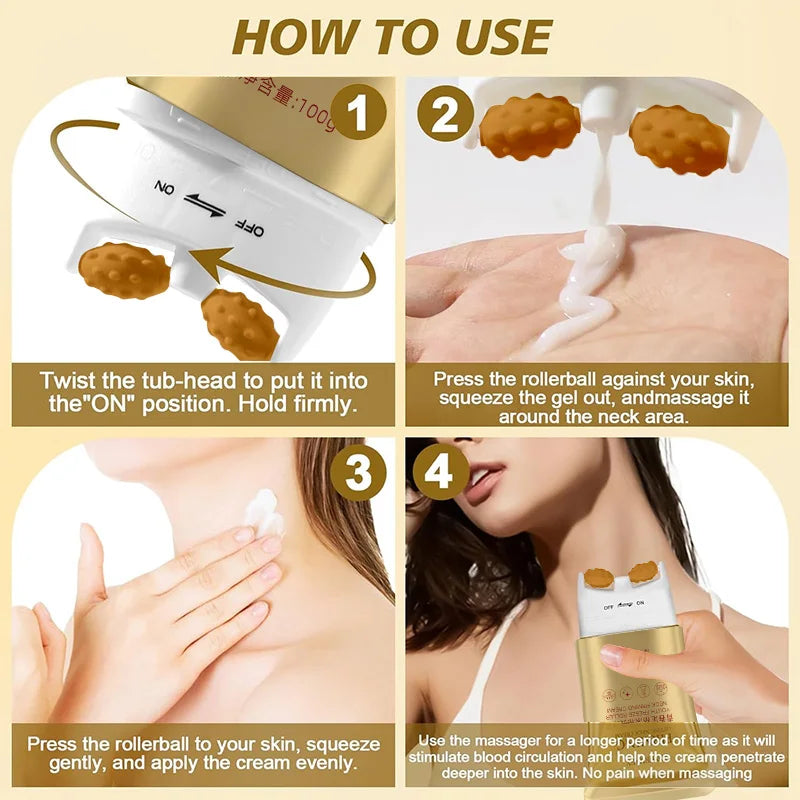 Roller Neck Cream Tighten Lift Face Lotion Fine Lines Brightens Firms Nourishes Lightening Smoothing Moisturizer Neck Lotion