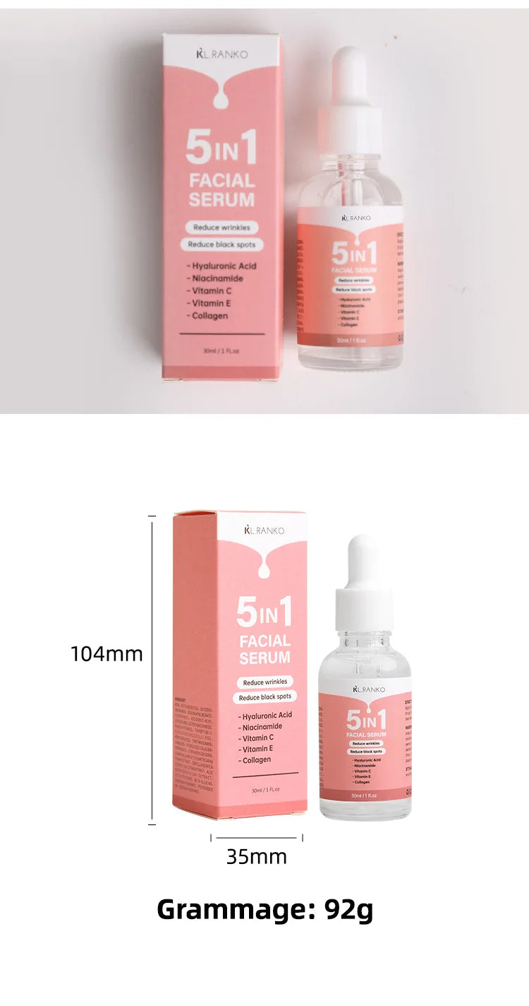 5-in-1 Multi-Action Facial Serum - Hydrates, Firms, Brightens & Reduces Wrinkles for Youthful Skin