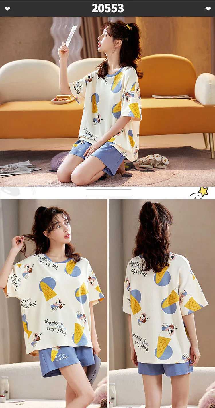 Spring Summer Pure Cotton Womens Pajama Sets Sexy Black Nightwear Casual Pyjama Long Pants Sleepwear Suits Homewear Fashion