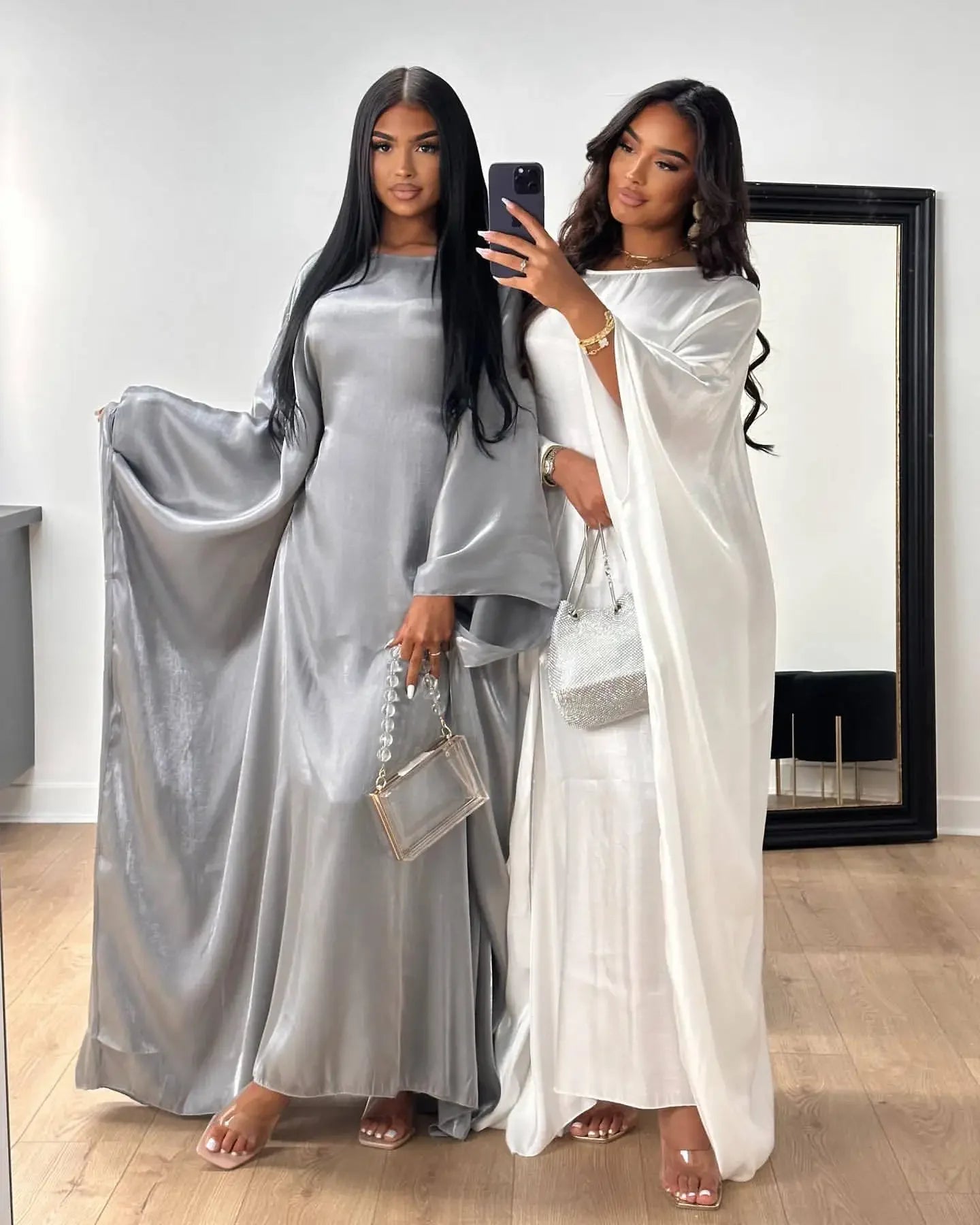 Femme Musulman Shiny Abayas for Women Muslim Prayer Dress Dubai Turkey Kaftan Eid Djellaba Saudi Arabic Robe Islam Jalabiya Gown