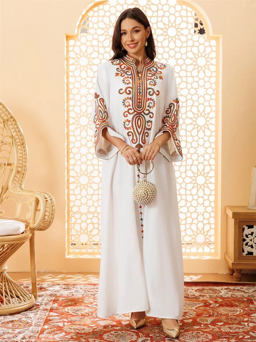 Ramadan Muslim Women's Embroidered Loose abaya Dresses For Women Gala Morocco Dubai Elegant Casual Kaftan
