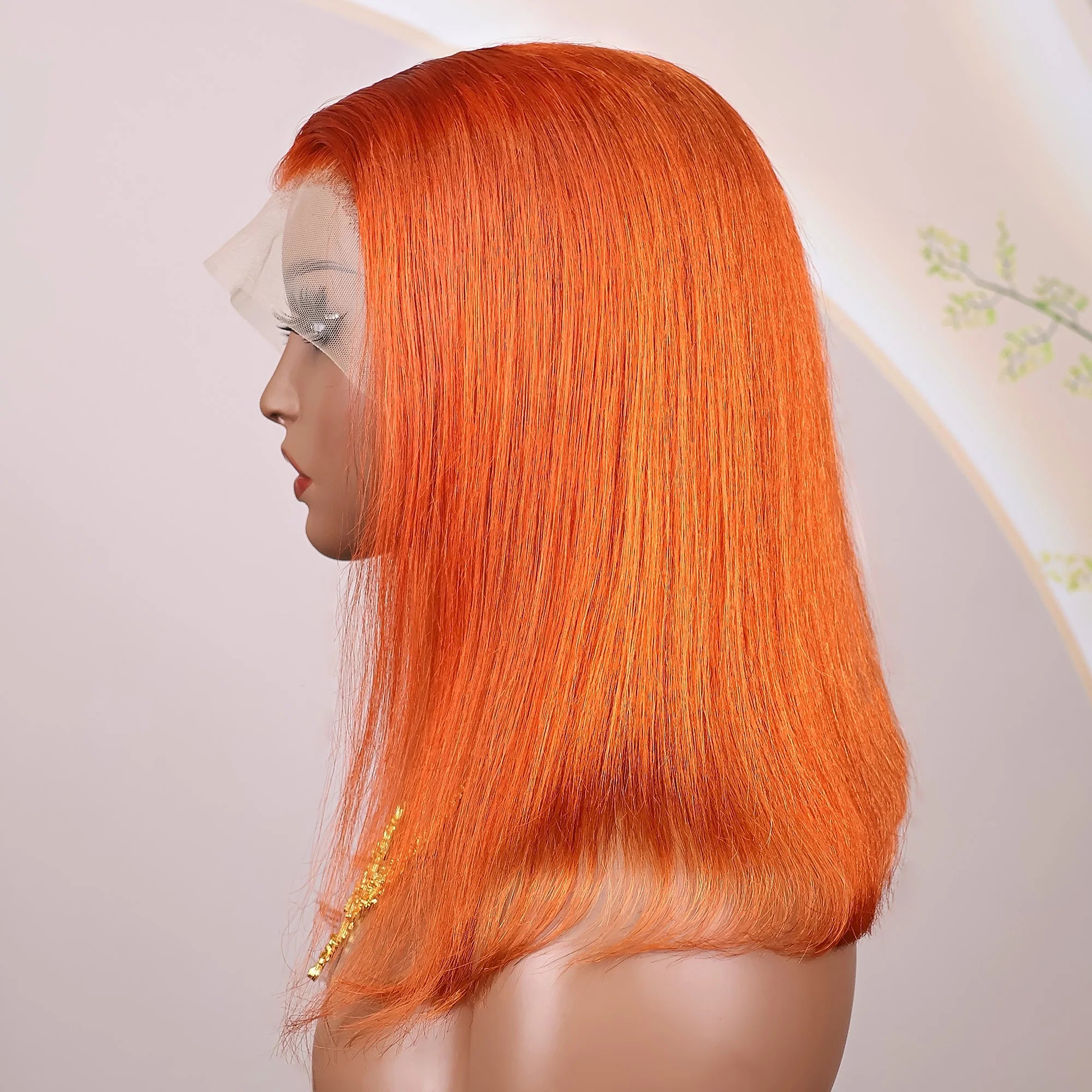 Ginger Orange Bob Wig Human Hair Straight 13x4 Short Bob Transparent Lace Frontal Wigs 200 Density Brazilian Hair Short Bob Wigs