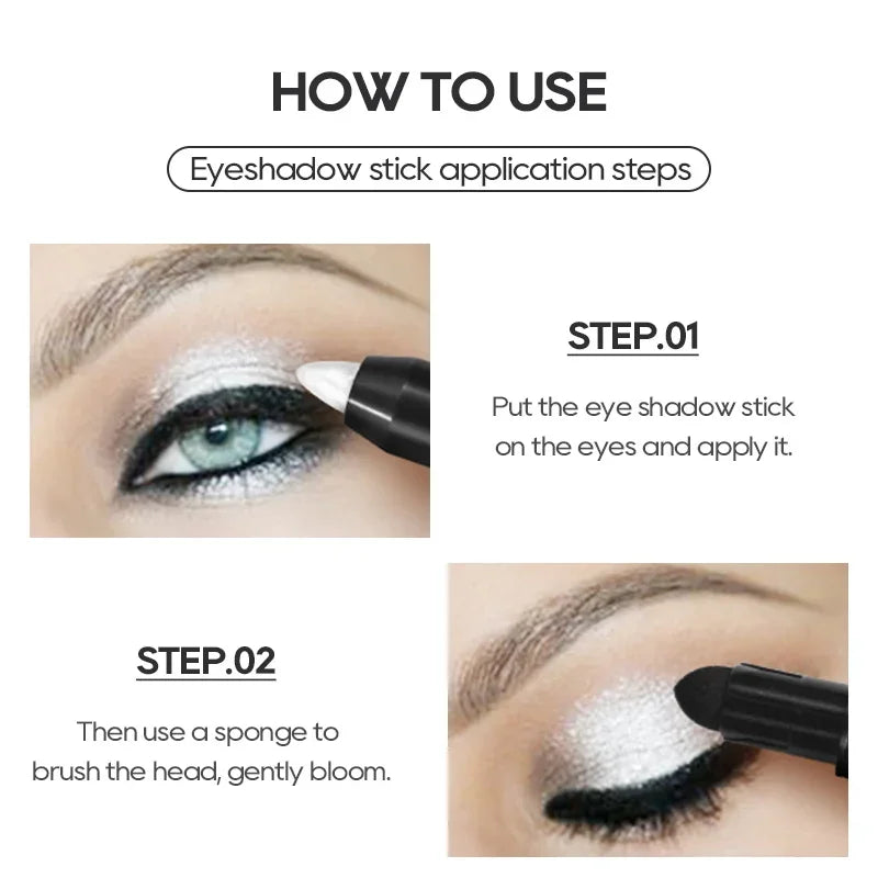 6 Colors Eyeshadow Pencil Stick, Waterproof Pearly Shimmer Glitter Eyeshadow Eyeliner Pen, Long Lasting Eye Makeup Tool