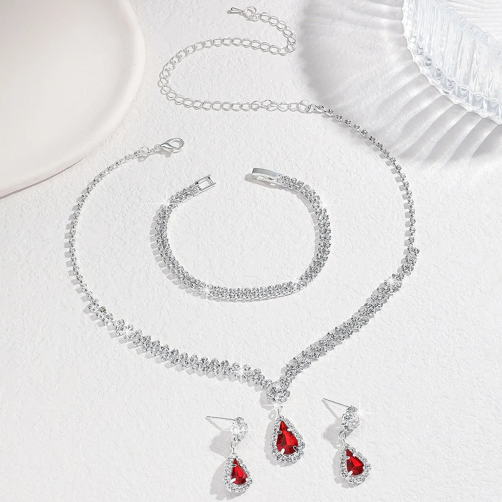 4 Pieces Of Women's Wedding Accessories, Earrings, Necklaces, Bracelets, Bridal Jewelry Sets, Banquet And Party Accessories-2910