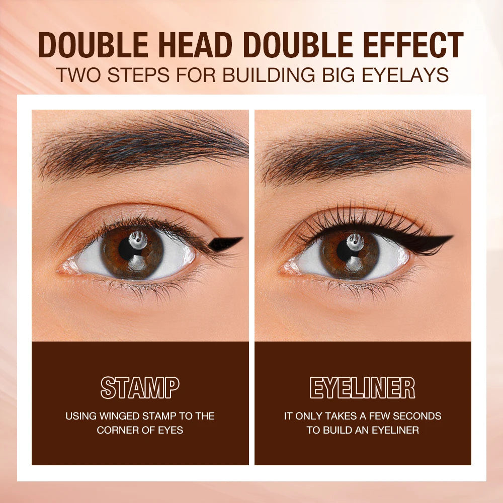 O.TWO.O Eyeliner Stamp 5D Mascara Black Liquid Eyeliner Waterproof Fast Dry Smudge-Proof Volumizing Long-Wearing Eye Makeup Set