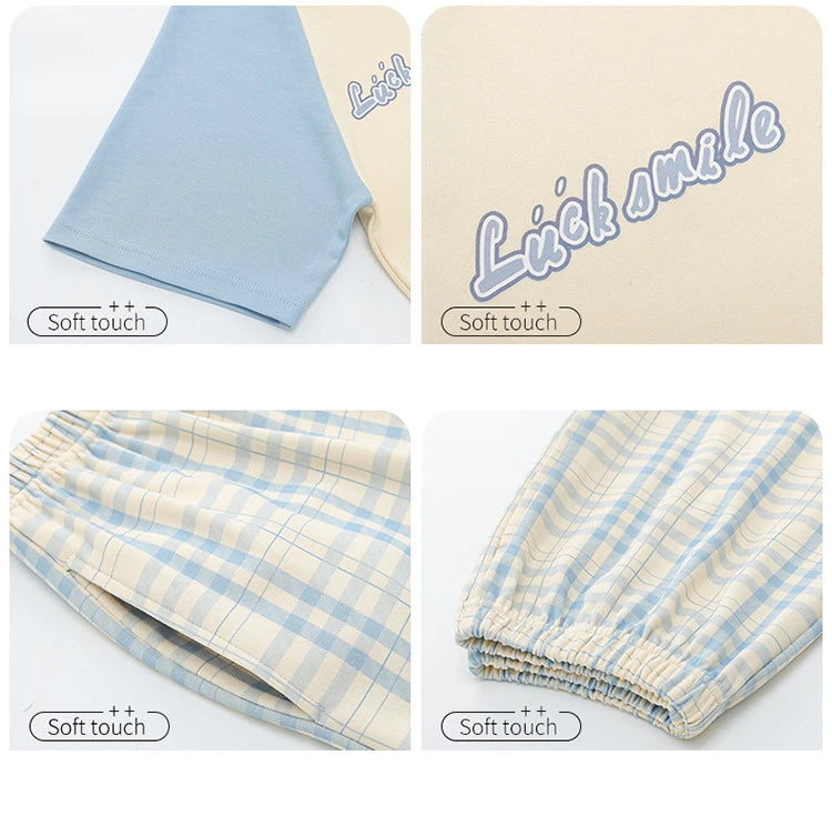 Female Summer Pijamas Short Women Cotton Pajamas Sleeve Shorts Nightwear Sweet Sleepwear Cartoon Pyjamas Woman Home Suit