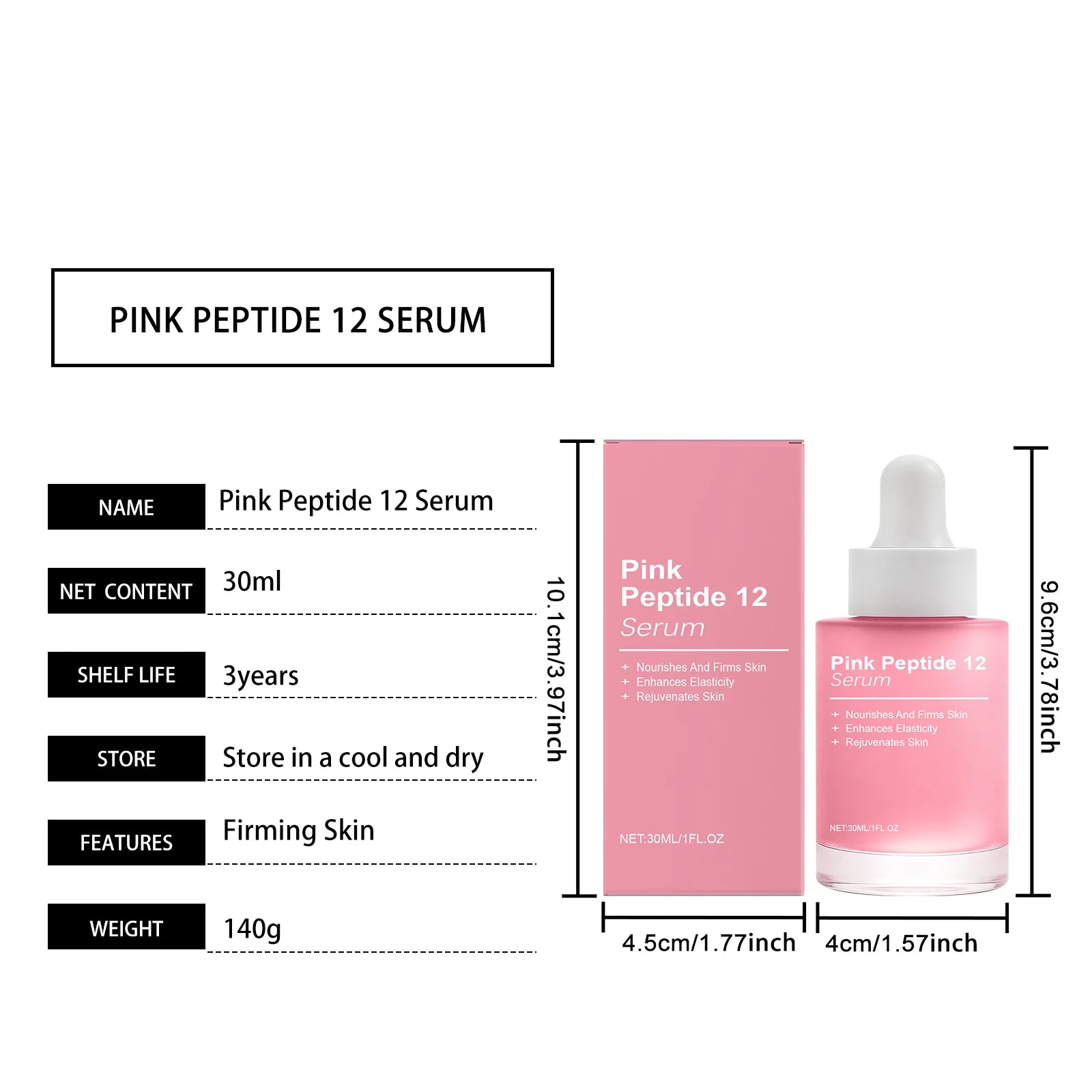 Pink Peptide 12 Facial Serum Niacinamide Hydration Firm-Looking Skin Uneven Tone Care Glass Skin Korean Skincare Face Essence