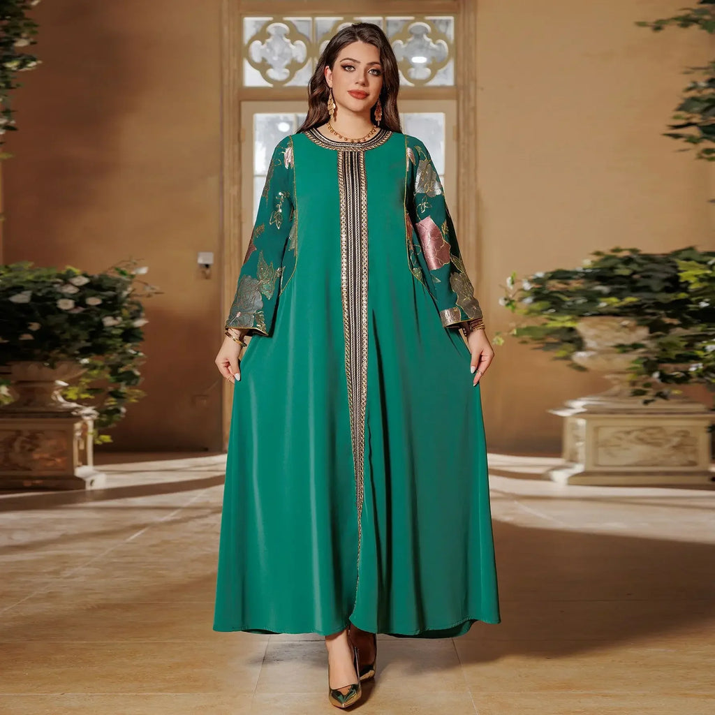Muslim Women Sequin Embroidery Maxi Dress Dubai Abaya Turkey Kaftan Eid Djellaba Islam Jalabiya Robe Caftan Marocain Femme 2025