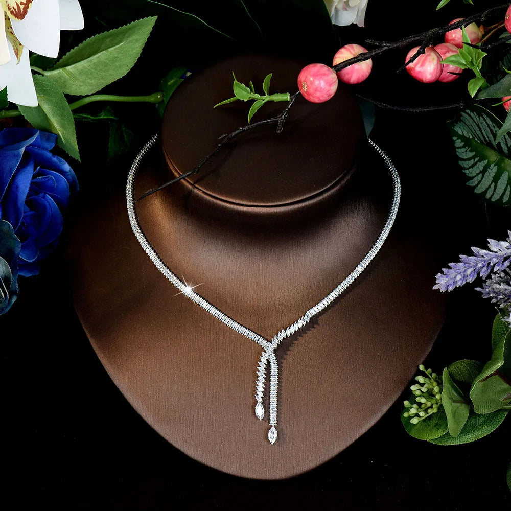 HIBRIDE Light Luxury Design Sense Simple Everyday Women's Jewelry Set Necklace Earrings Bracelet Wedding Holiday Bridal Gift1153