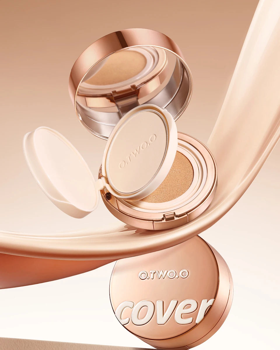 O.TWO.O Air Cushion Cream Face Powder 24h 2 In 1 Long-Lasting Oil-control Matte Soft Focus Concealer Makeup Pressed Powder Cream