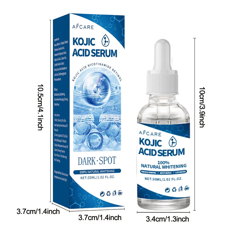 Kojic Acid Fades Freckle Dark Spot Face Serum with Niacinamide and Vitamin E for Quick Brightening Nourishing Skin Care Product