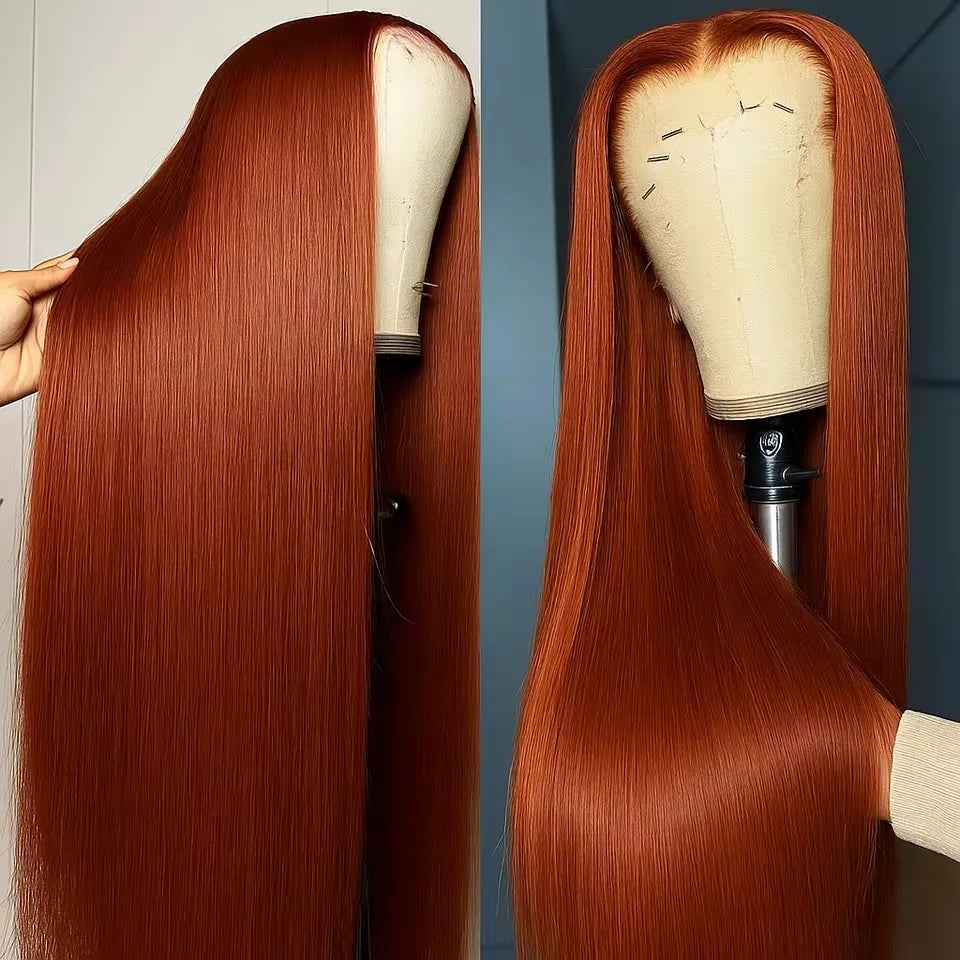 Reddish Brown HD 13x4 Lace Frontal Wigs Glueless Colored Human Hair Wigs Vietnamese Double Drown Bone Straight Lace Front Wig