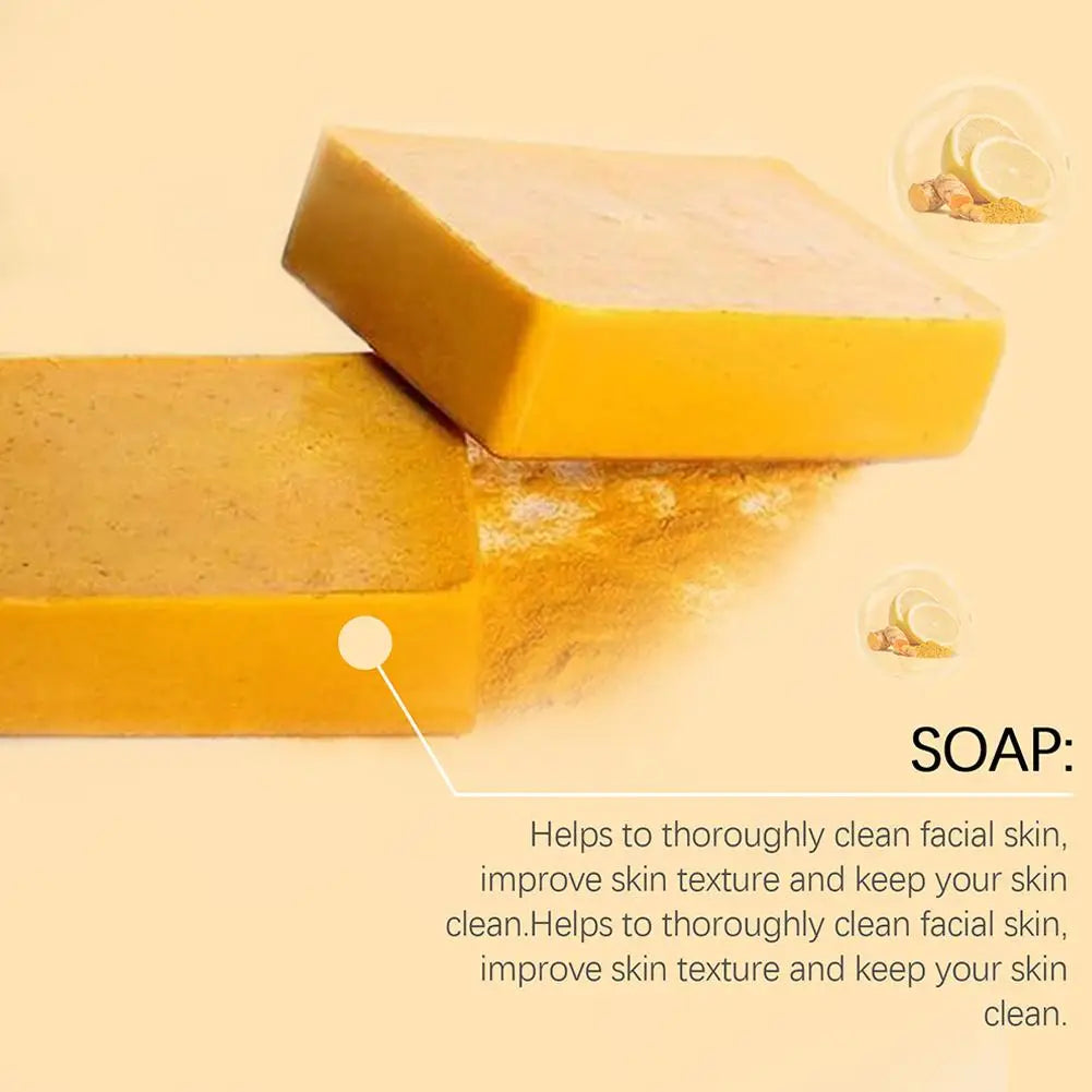 100g Turmeric Hand Made Soap Lemon Kojic Acid Shower and Facial Soap Body Cleansers Brightening Face Soap Tender Skin Care